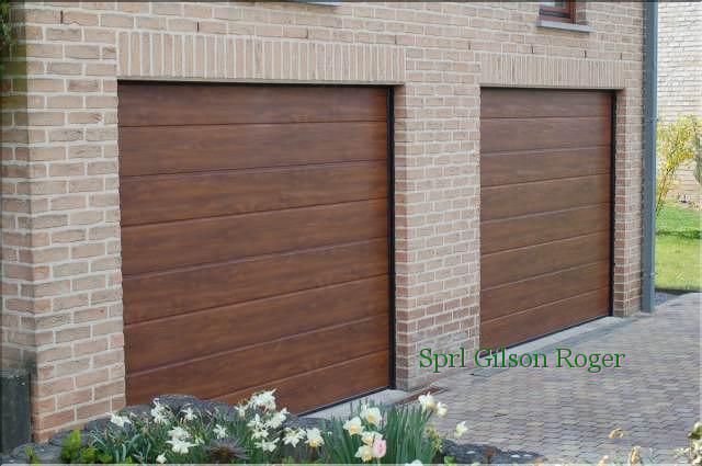 A Porte sectionnelle winsol beldoor wood grain chene foncé vedrin sprl Gilson Roger vedrin 01